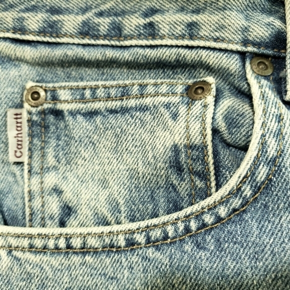 VINTAGE Carhartt Relaxed Fit Light Wash Denim Workwear Pants Size 36x30 USA - Picture 2 of 6